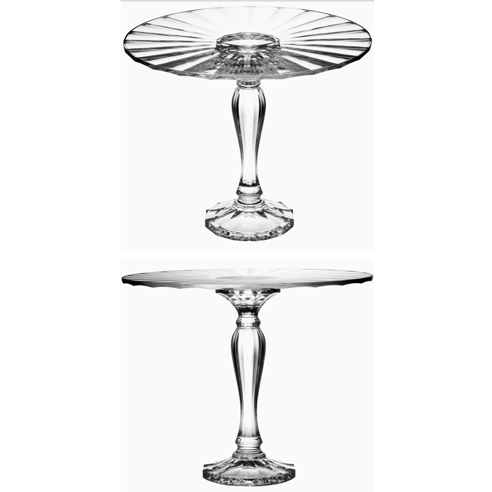 Godinger Shannon River Edge Crystal Cake Pedestal NIB Clear 13" Czech Republic